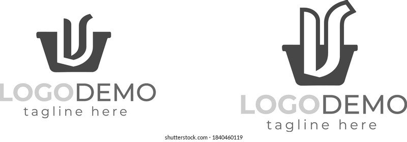 Shopping Basket And initial V latter logo design vector Illustration .