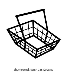 shopping basket isometric image. simple outline illustration