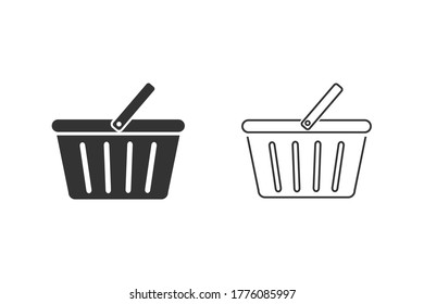 Shopping basket line icon set vector flat sign symbols logo illustration isolated on white background black color.Concepts objects for business online shop