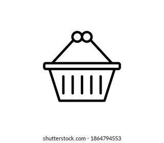 Icono de la línea de la cesta de compras. Símbolo vectorial en estilo plano y a la moda sobre fondo blanco. Canto de cesta de compras para diseño.