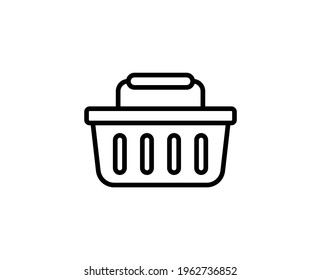 Icono de la línea de la cesta de compras. Símbolo vectorial en estilo plano y a la moda sobre fondo blanco. Canto de cesta de compras para diseño.