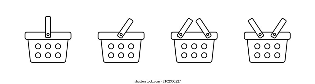 Shopping basket line icon - vector illustration