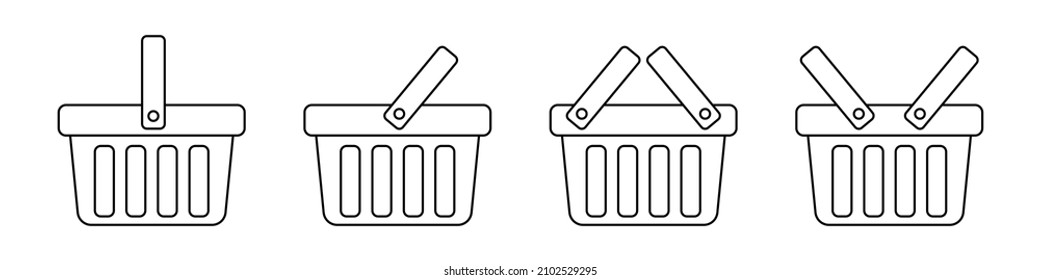 Shopping basket line icon - vector illustration
