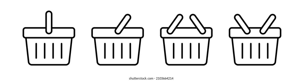 Shopping basket line icon - vector illustration