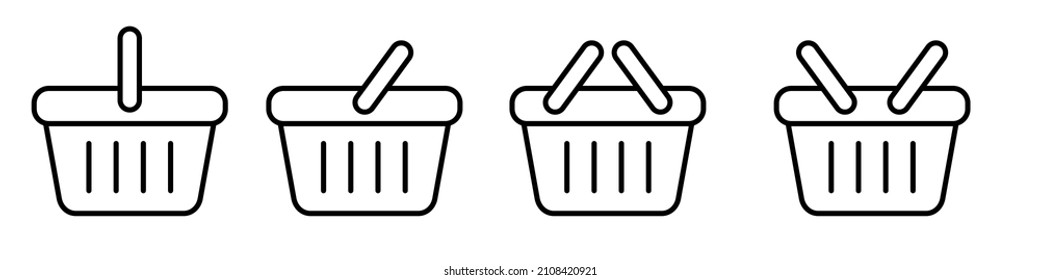 Shopping basket line icon - vector illustration