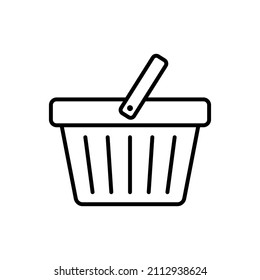 Shopping basket line icon - vector illustration