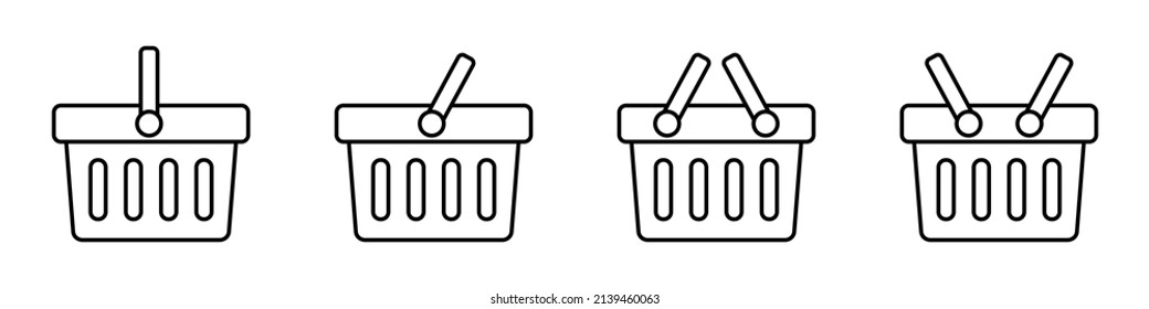 Shopping basket line icon - vector illustration