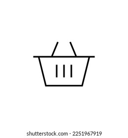 Shopping Basket Line Icon. Vector sign drawn with black thin line. Editable stroke. Perfect for UI, apps, web sites, books, articles