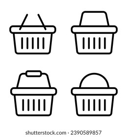 Shopping basket line icon - vector illustration