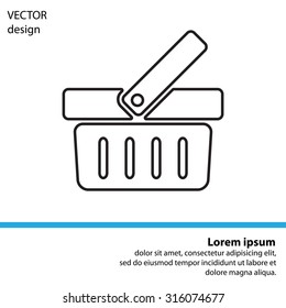 Shopping basket line icon - vector illustration