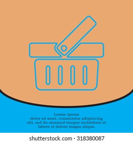 Shopping basket line icon - vector illustration
