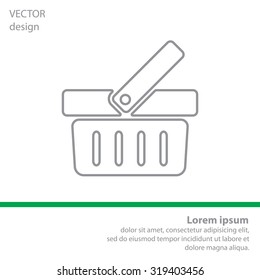 Shopping basket line icon - vector illustration