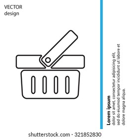 Shopping basket line icon - vector illustration