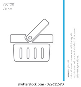 Shopping basket line icon - vector illustration
