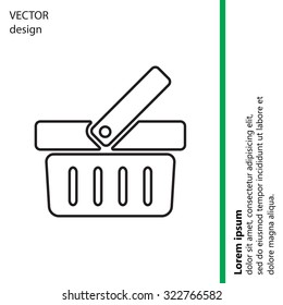 Shopping basket line icon - vector illustration