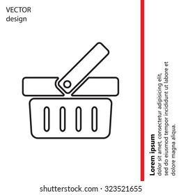 Shopping basket line icon - vector illustration