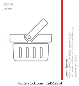 Shopping basket line icon - vector illustration
