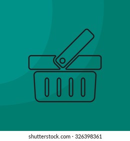 Shopping basket line icon - vector illustration