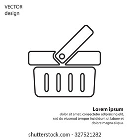 Shopping basket line icon - vector illustration
