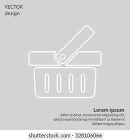 Shopping basket line icon - vector illustration