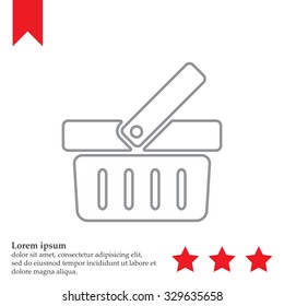 Shopping basket line icon - vector illustration