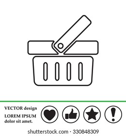Shopping basket line icon - vector illustration