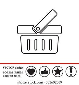 Shopping basket line icon - vector illustration