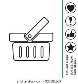 Shopping basket line icon - vector illustration