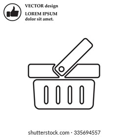 Shopping basket line icon - vector illustration