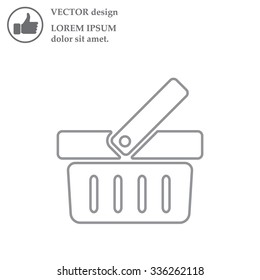 Shopping basket line icon - vector illustration