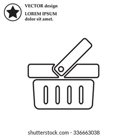Shopping basket line icon - vector illustration