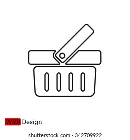 Shopping basket line icon - vector illustration