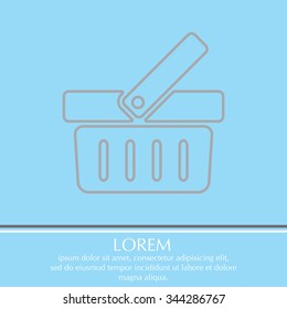 Shopping basket line icon - vector illustration