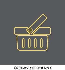 Shopping basket line icon - vector illustration