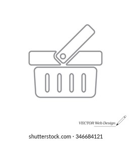 Shopping basket line icon - vector illustration