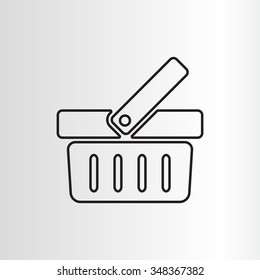 Shopping basket line icon - vector illustration
