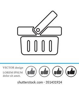 Shopping basket line icon - vector illustration