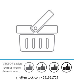 Shopping basket line icon - vector illustration
