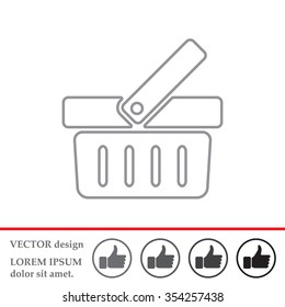 Shopping basket line icon - vector illustration