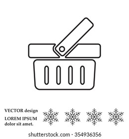 Shopping basket line icon - vector illustration