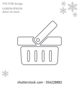 Shopping basket line icon - vector illustration
