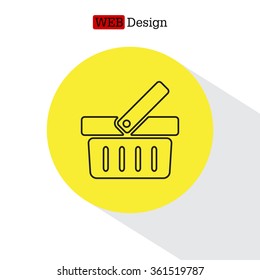 Shopping basket line icon - vector illustration