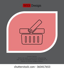 Shopping basket line icon - vector illustration