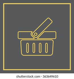 Shopping basket line icon - vector illustration