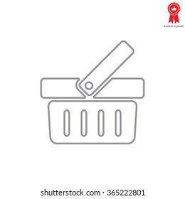 Shopping basket line icon - vector illustration