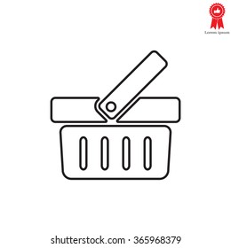 Shopping basket line icon - vector illustration