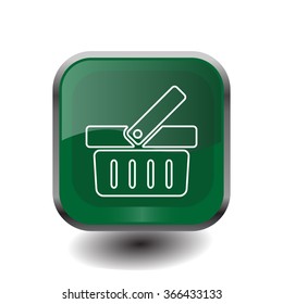 Shopping basket line icon - vector illustration
