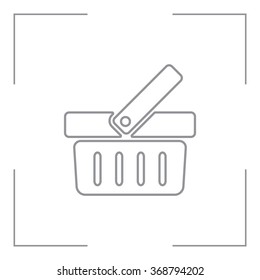 Shopping basket line icon - vector illustration