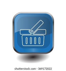 Shopping basket line icon - vector illustration