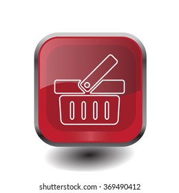 Shopping basket line icon - vector illustration
